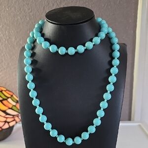 Vintage Turquoise Colored Beaded Necklace